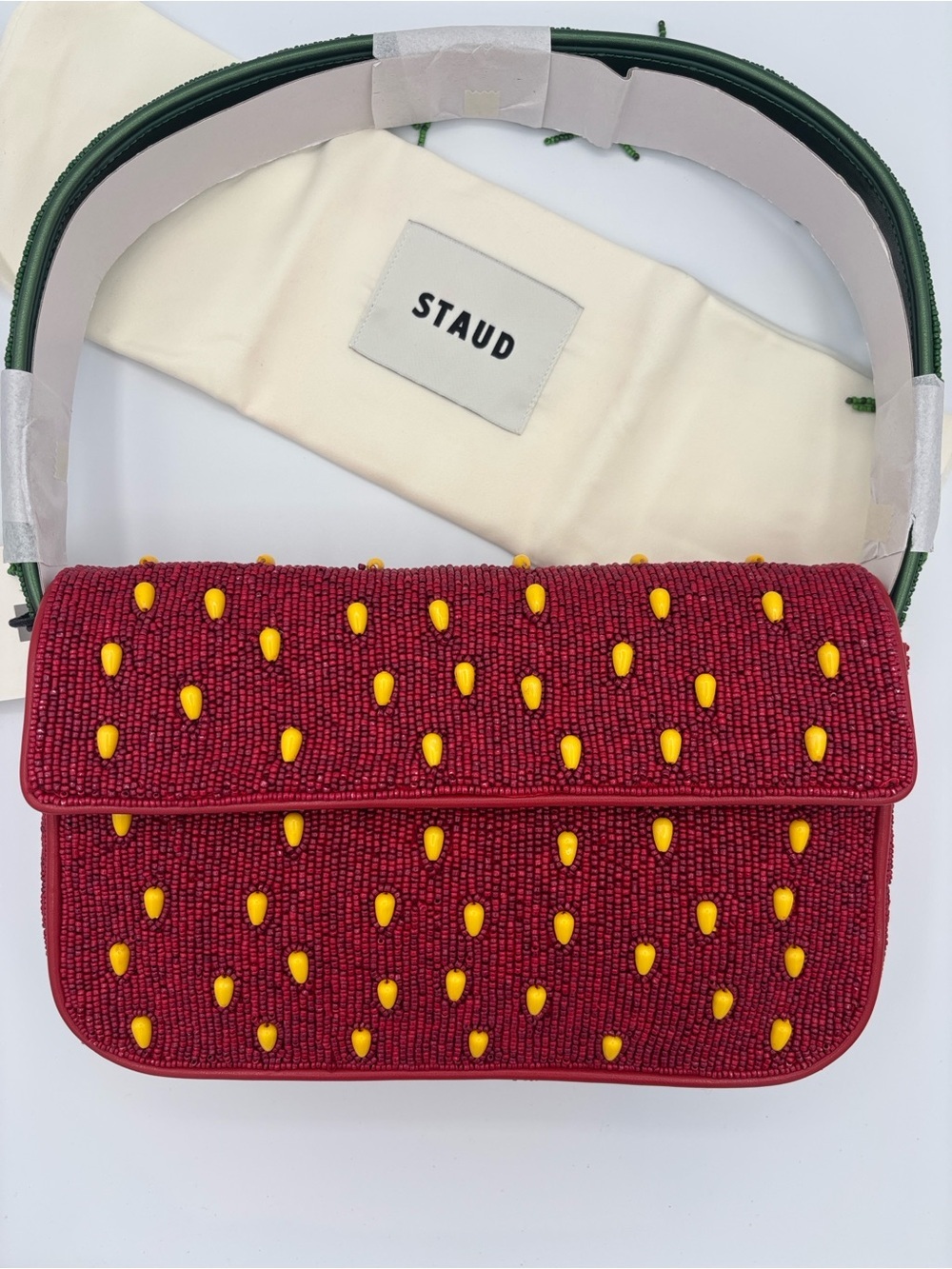 STAUD Tommy Beaded Strawberry Dream Shoulder Bag - Red - Picture 8 of 14